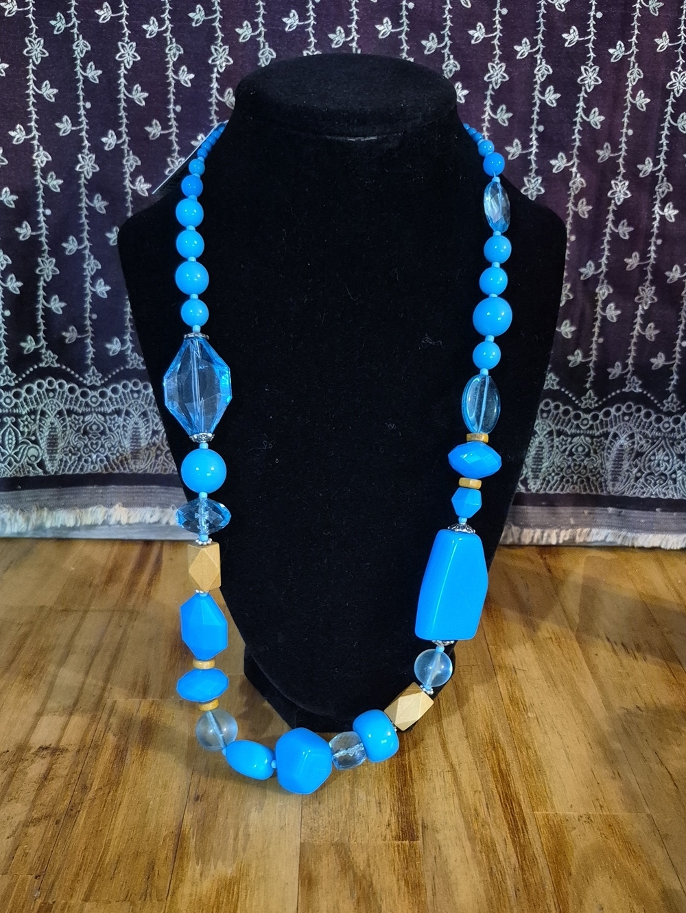 Kim Rogers Bright Blue Mixed Bead Statement Necklace